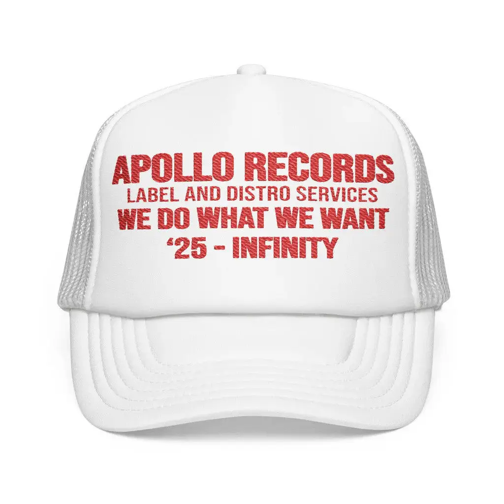 Death By Martymar Merch Apollo Records Label And Distro Services We Do What Trucker Hat White -WearandDecor