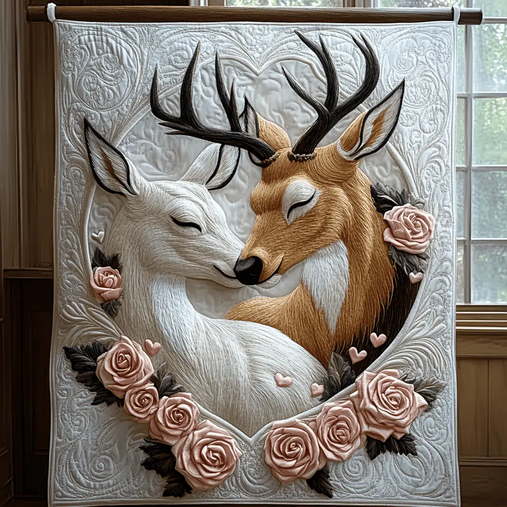 Deer Couple Love Quilted Blanket Animal Themed Room Accessories Best Gifts For Wife