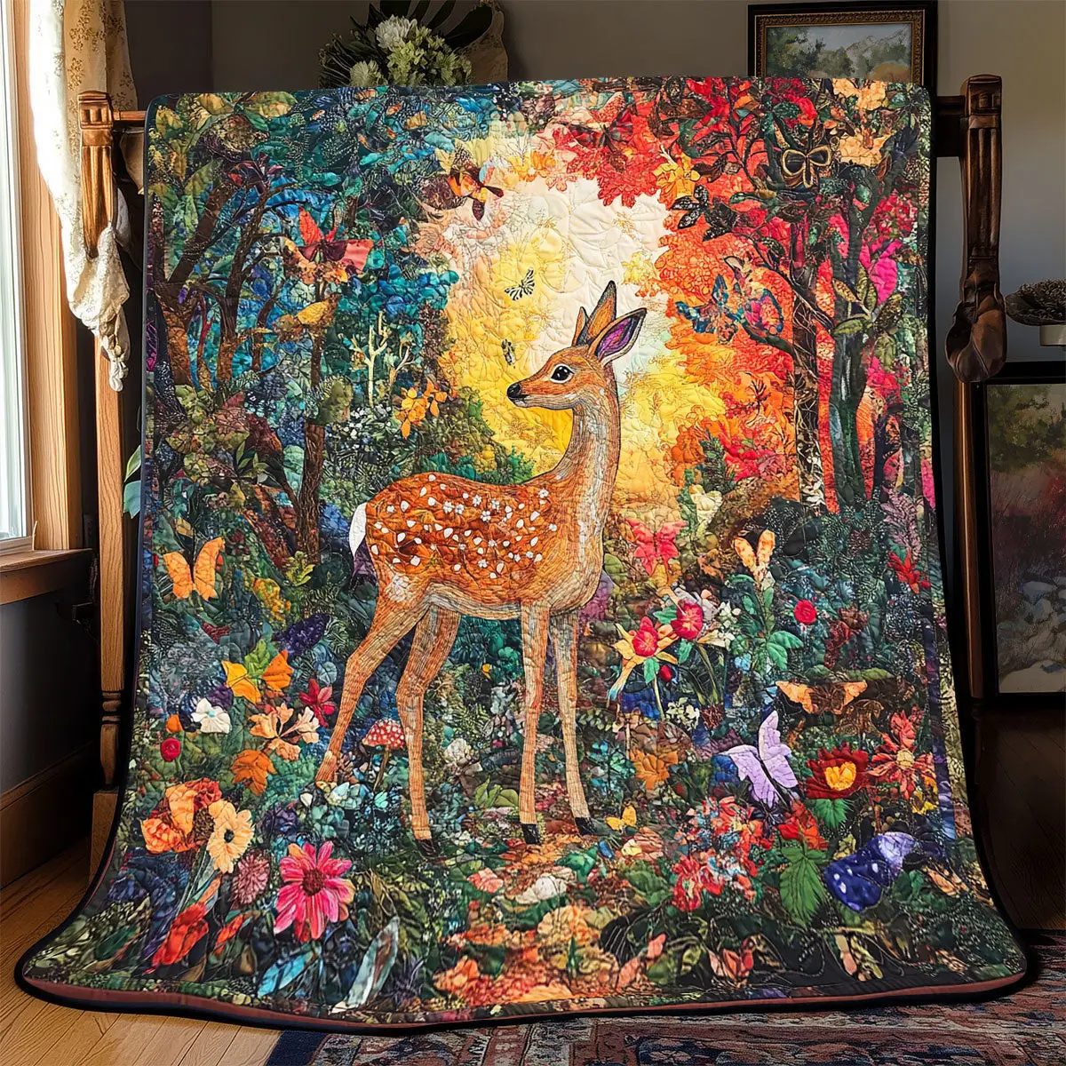 Deer Flower Forest Quilt Blankets Best Throw Blanket Perfect Mother' Day Gifts