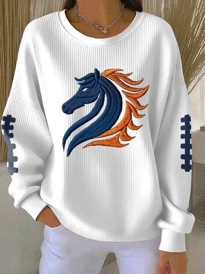 Denver Broncos Sweatshirt Women's Game Day Clothing Football Fan Merch Broncos Gifts For Her