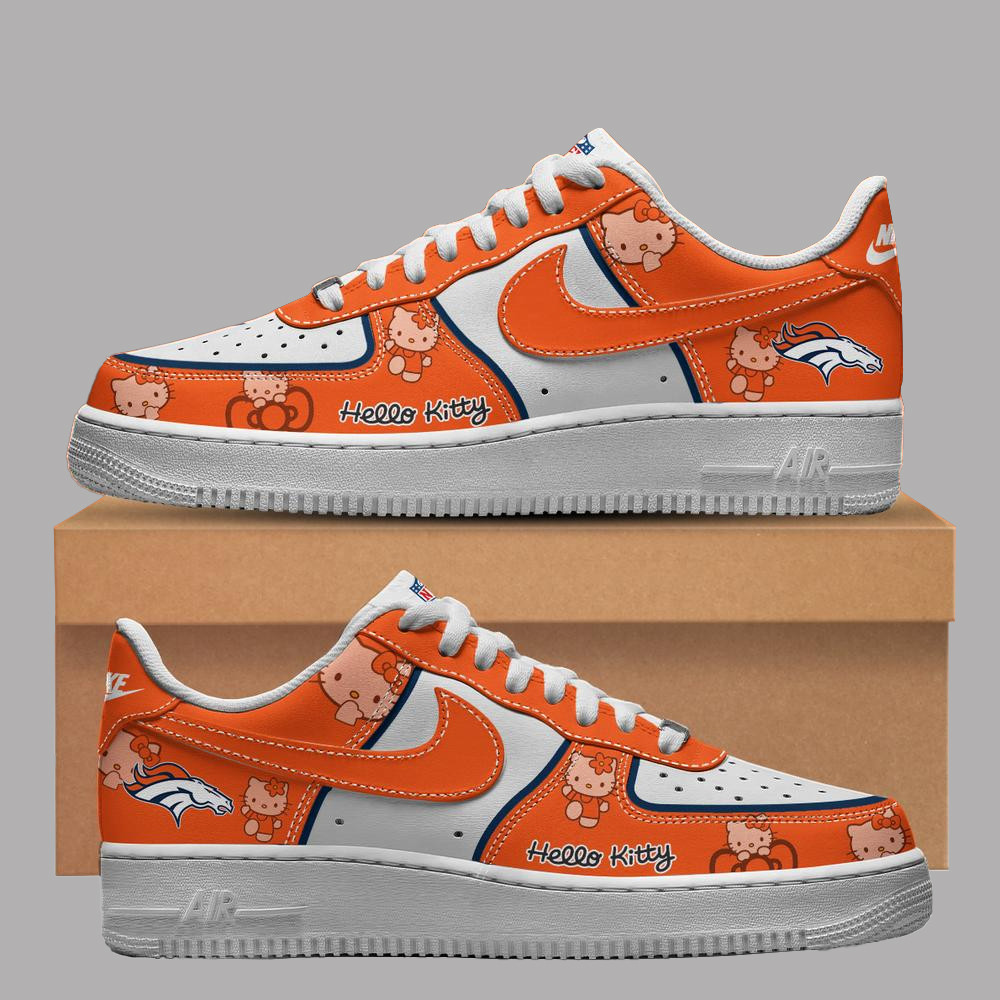 Denver Broncos x Hello Kitty Air Force 1 Shoes Sneakers Denver Broncos x Hello Kitty Air Force 1 Shoes Sneakers - Image 1