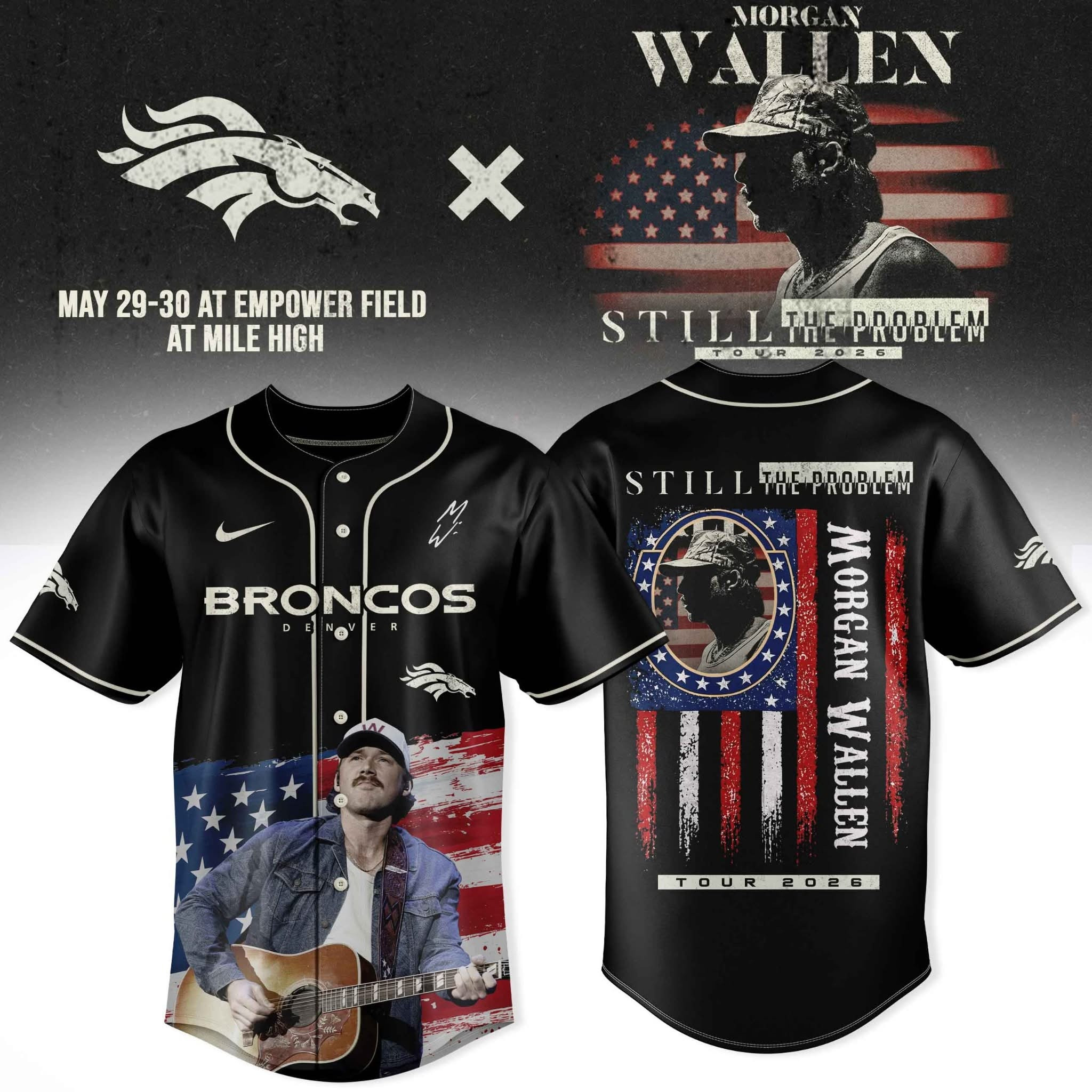 Denver Broncos X Morgan Wallen Jersey Shirt Still The Problem Tour 2026 Clothing Gift For Men