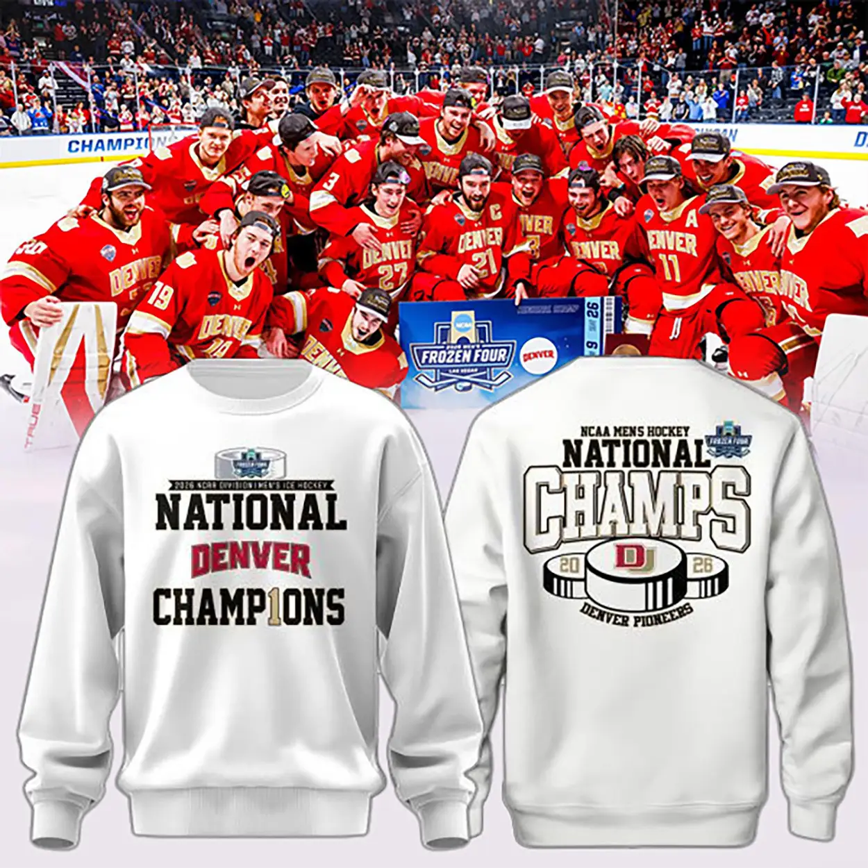Denver Pioneers Men’s Hockey National Champs 2026 Sweatshirt National Clothes Gifts For Fans