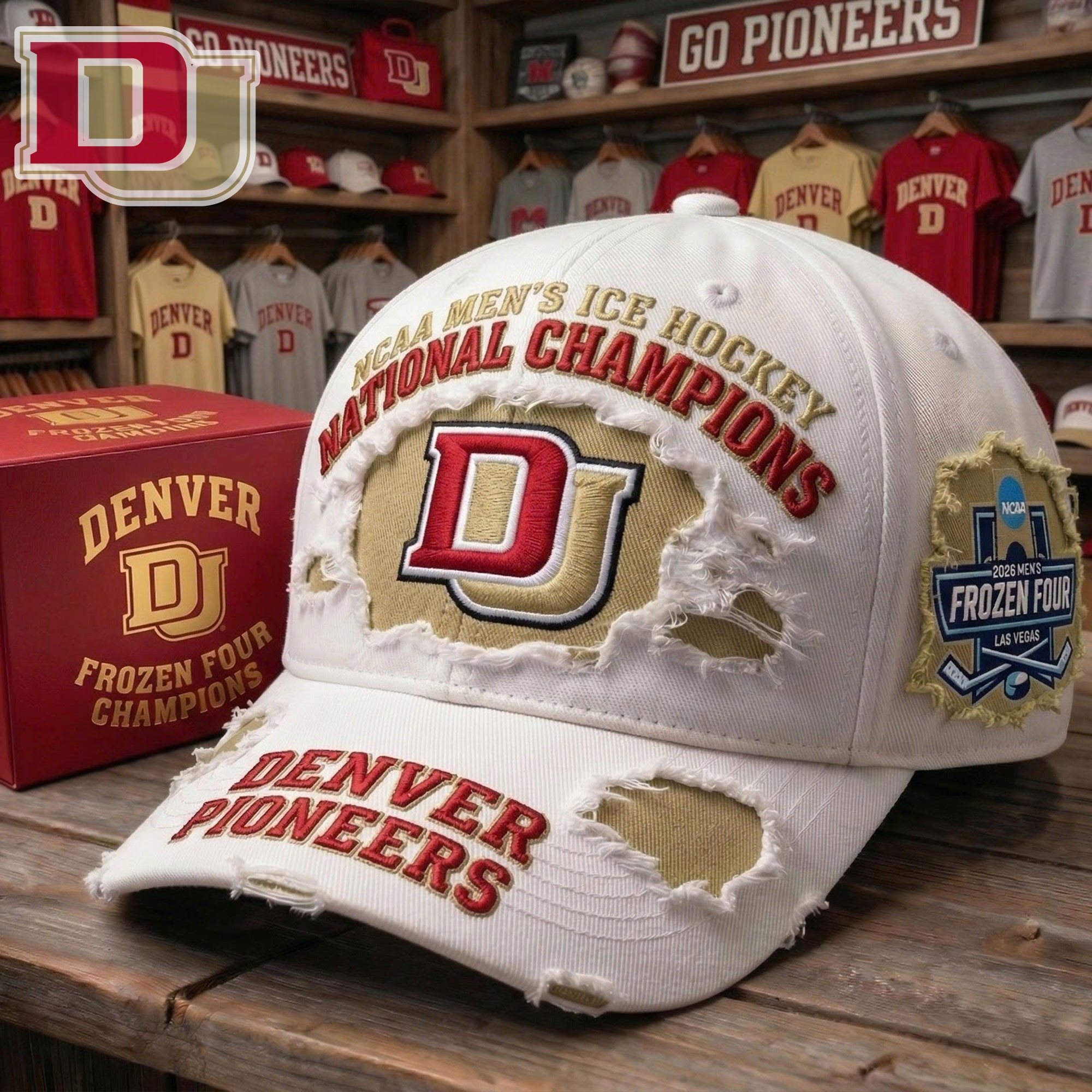 Denver Pioneers Men's Ice Hockey Dad Hat National Champions NCAA 2026 Cap Gift For Son