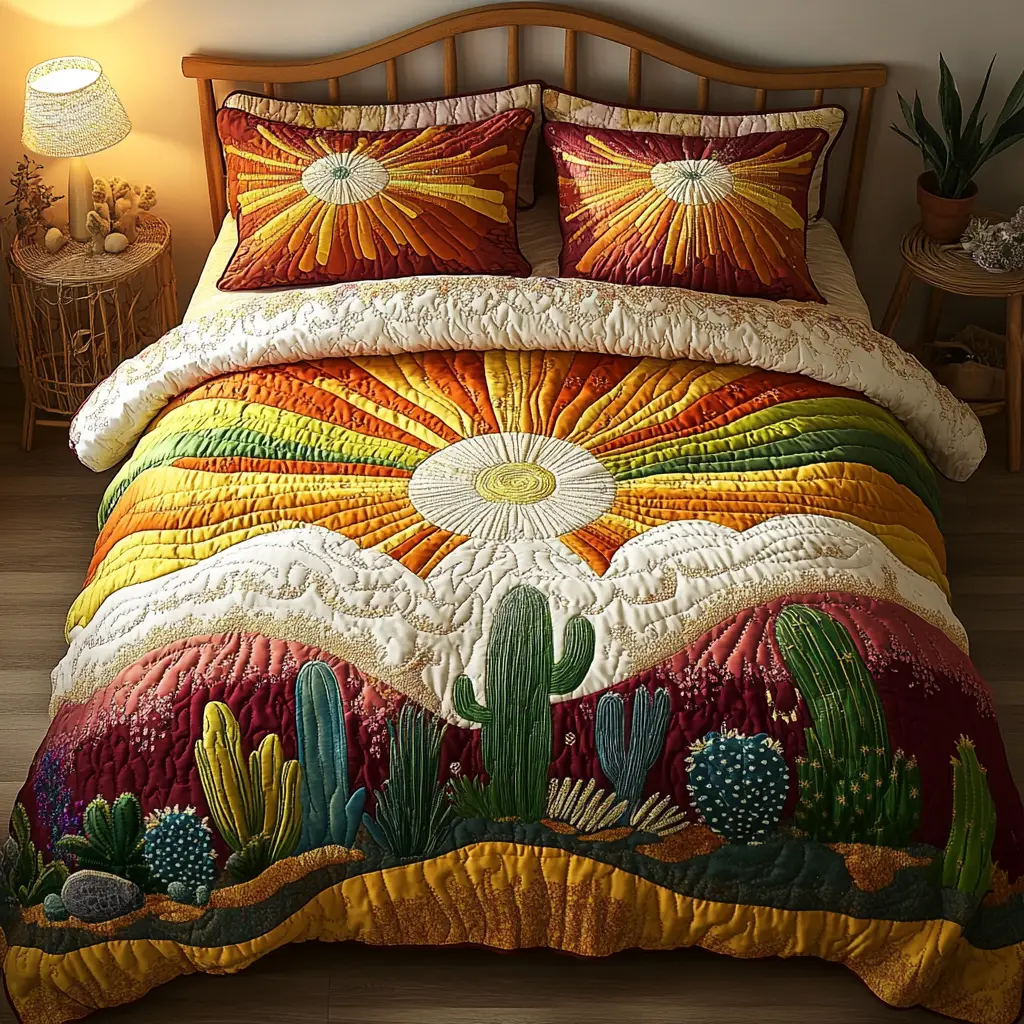 Desert Bloom Quilted Bedding Set Thoughtful Bedding Gift for Cozy Winter Nights