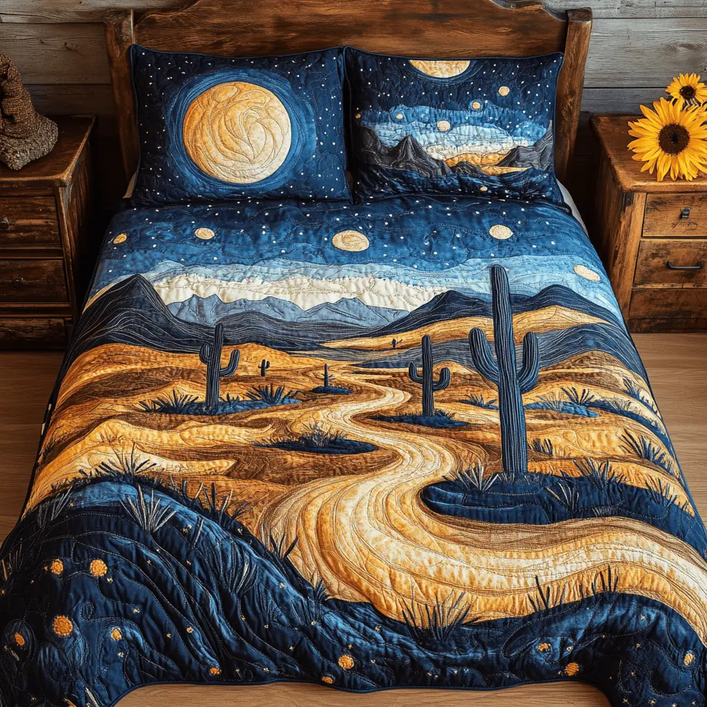 Desert Delight Quilted Bedding Set Bedroom Decorations Cactus Theme Gifts
