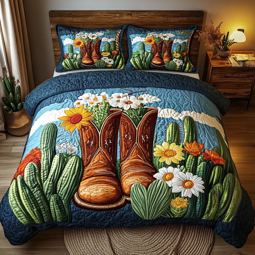Desert Dreamer Quilted Bedding Set Cozy Bedroom Decor Cowboy Gifts For Dad Desert Dreamer Quilted Bedding Set Cozy Bedroom Decor Cowboy Gifts For Dad - Image 1