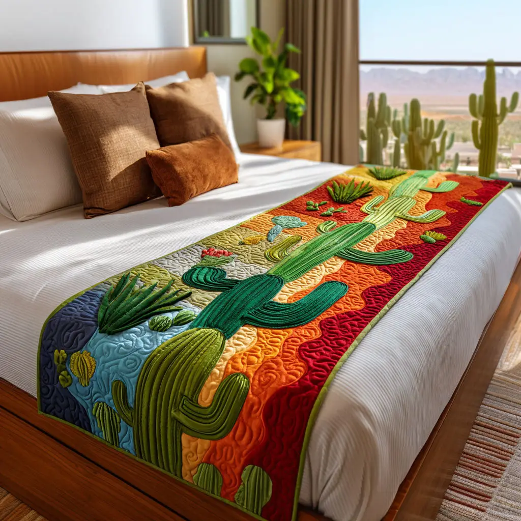 Desert Horizon Hues Quilted Bed Runner Desert Horizon Colors Western Gift Desert Horizon Hues Quilted Bed Runner Desert Horizon Colors Western Gift - Image 1