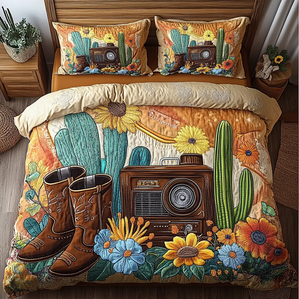 Desert Horizon Quilted Bedding Set Bed Decor Ideas Western Cowboy Gifts For Dad Desert Horizon Quilted Bedding Set Bed Decor Ideas Western Cowboy Gifts For Dad - Image 1