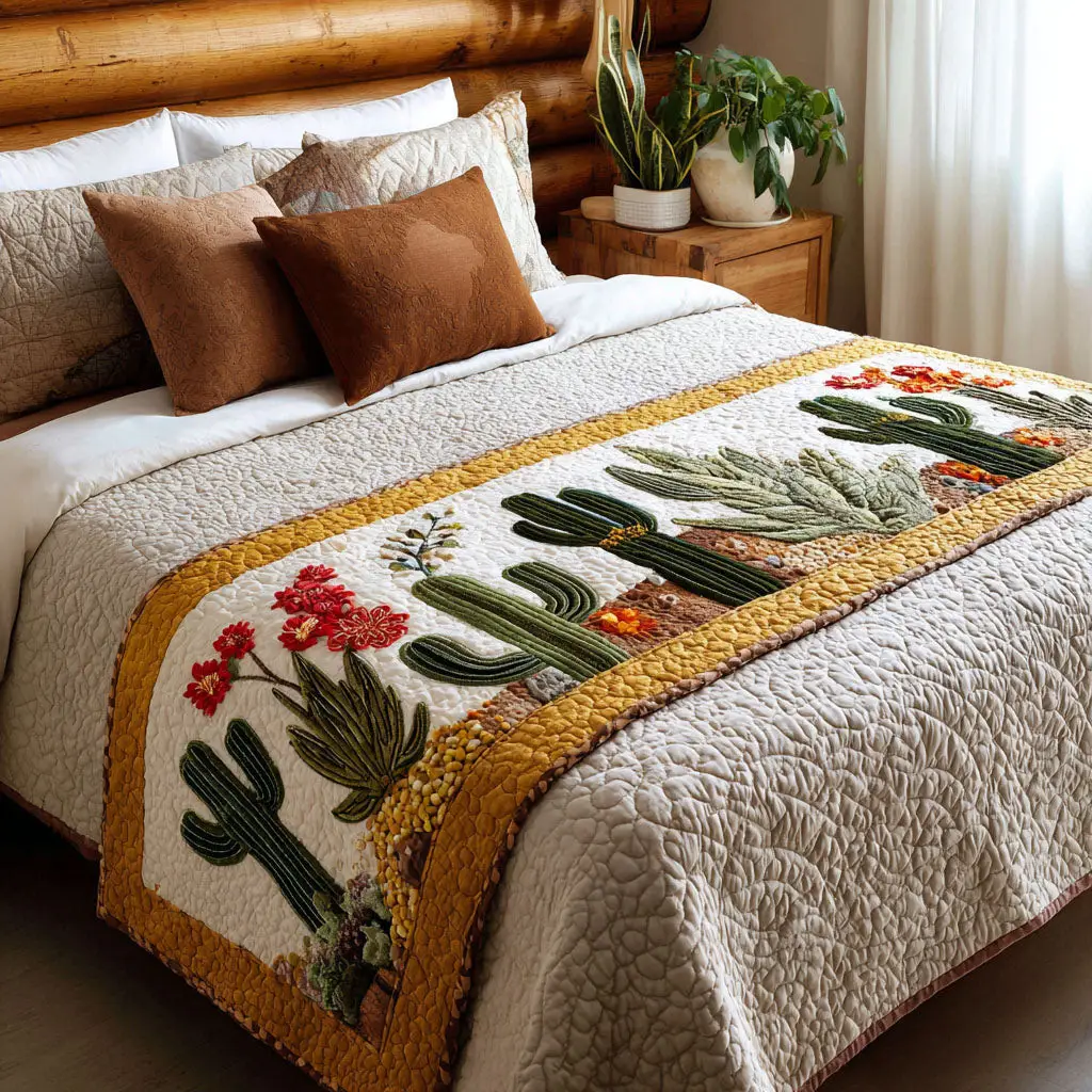 Desert Vibes Only Quilted Bed Runner Desert Vibes Statement Gift for Desert Homes
