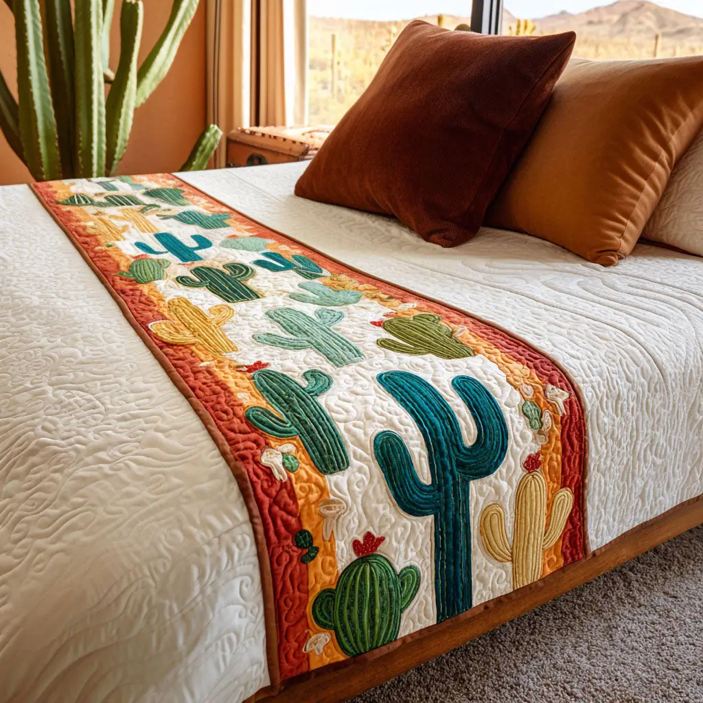 Desert Vista Charm Quilted Bed Runner Desert Vista Charm Nature Lover Gift