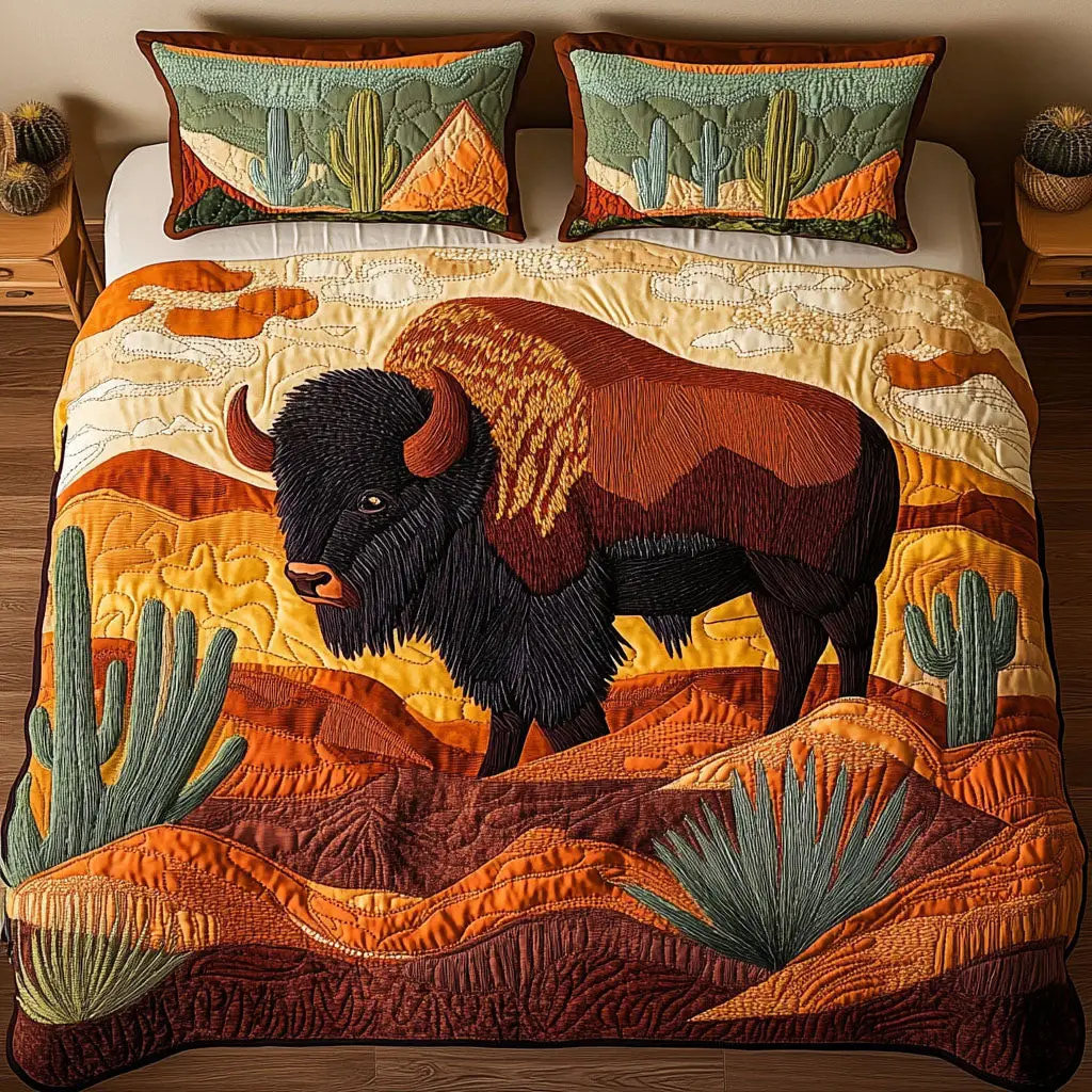 Desert Wanderer Quilted Bedding Set Bedroom Decor Ideas Gifts For Bison Lovers Desert Wanderer Quilted Bedding Set Bedroom Decor Ideas Gifts For Bison Lovers - Image 1