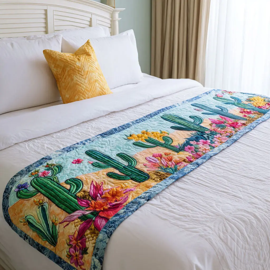Desert Whispers Quilted Bed Runner Soft Desert Whispers Gift for Nature Lovers