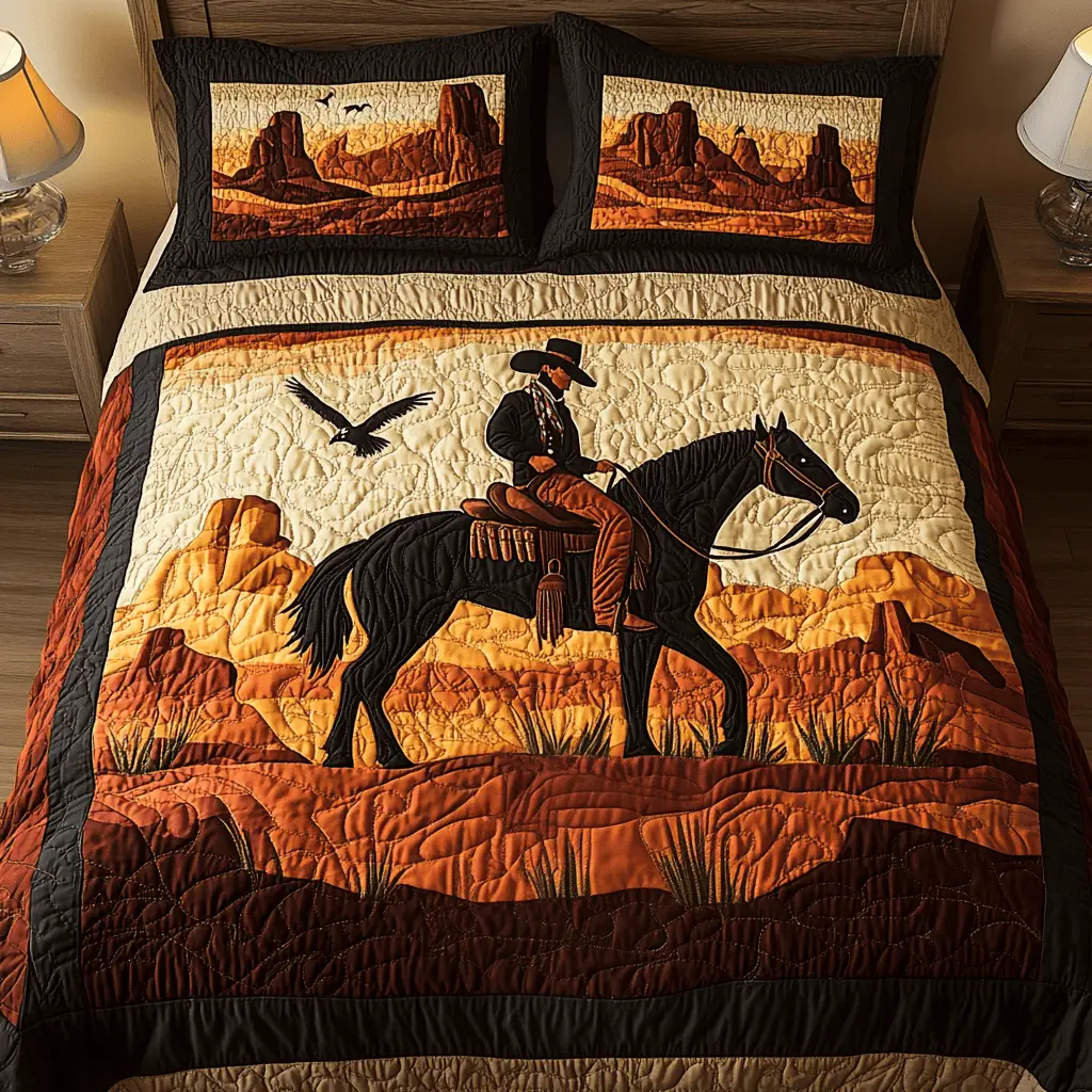 Dessert Cowboy Quilt Bedidng Set Western Style Duvet Covers Father's Day Gift For Husband