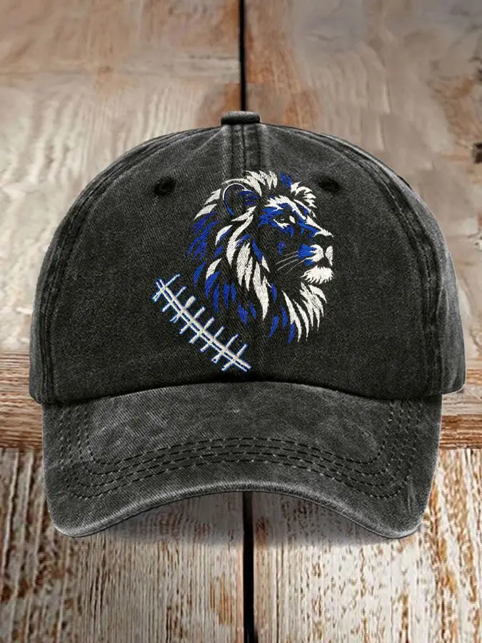 Detroit Football Hat Embroidered Lion Hat Game Day Cap Detroit Pride Merch Gift For Football Fan - WearandDecor
