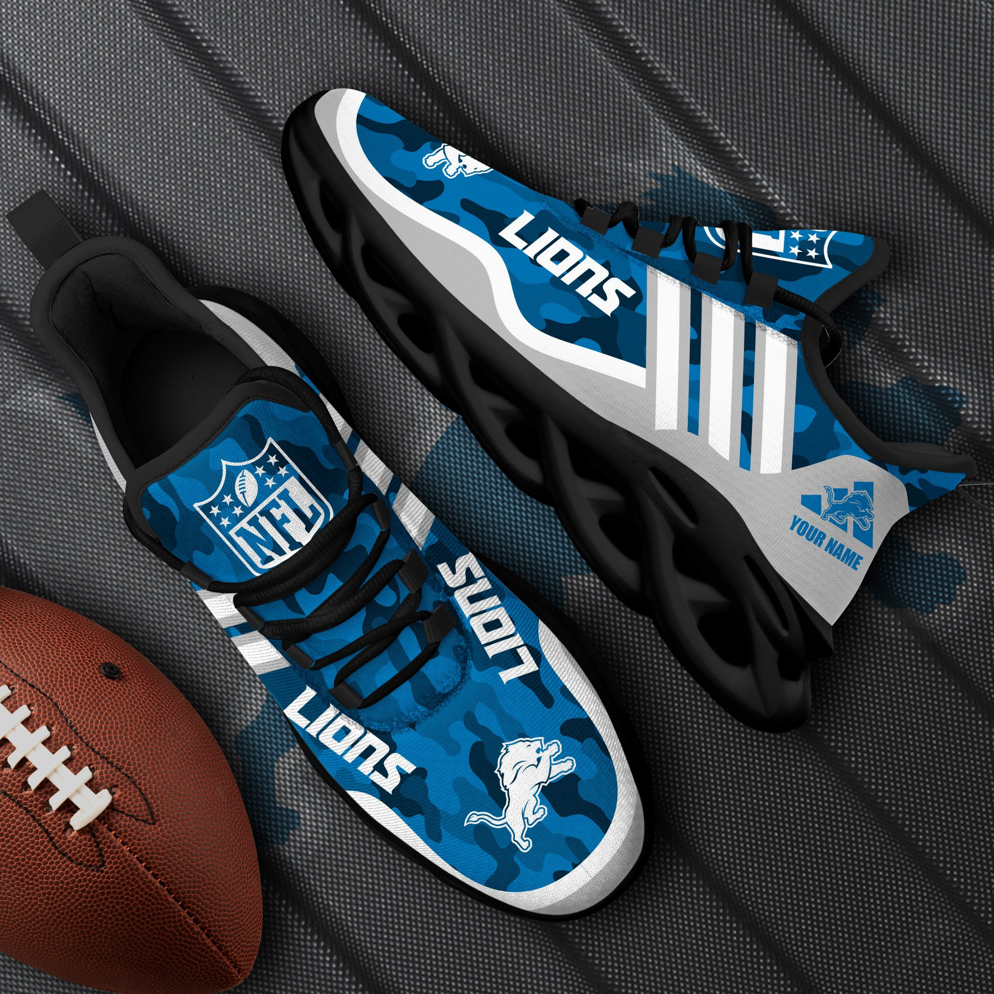 Detroit Lions Black Max Soul Shoes 2026 Versions Custom Name 430