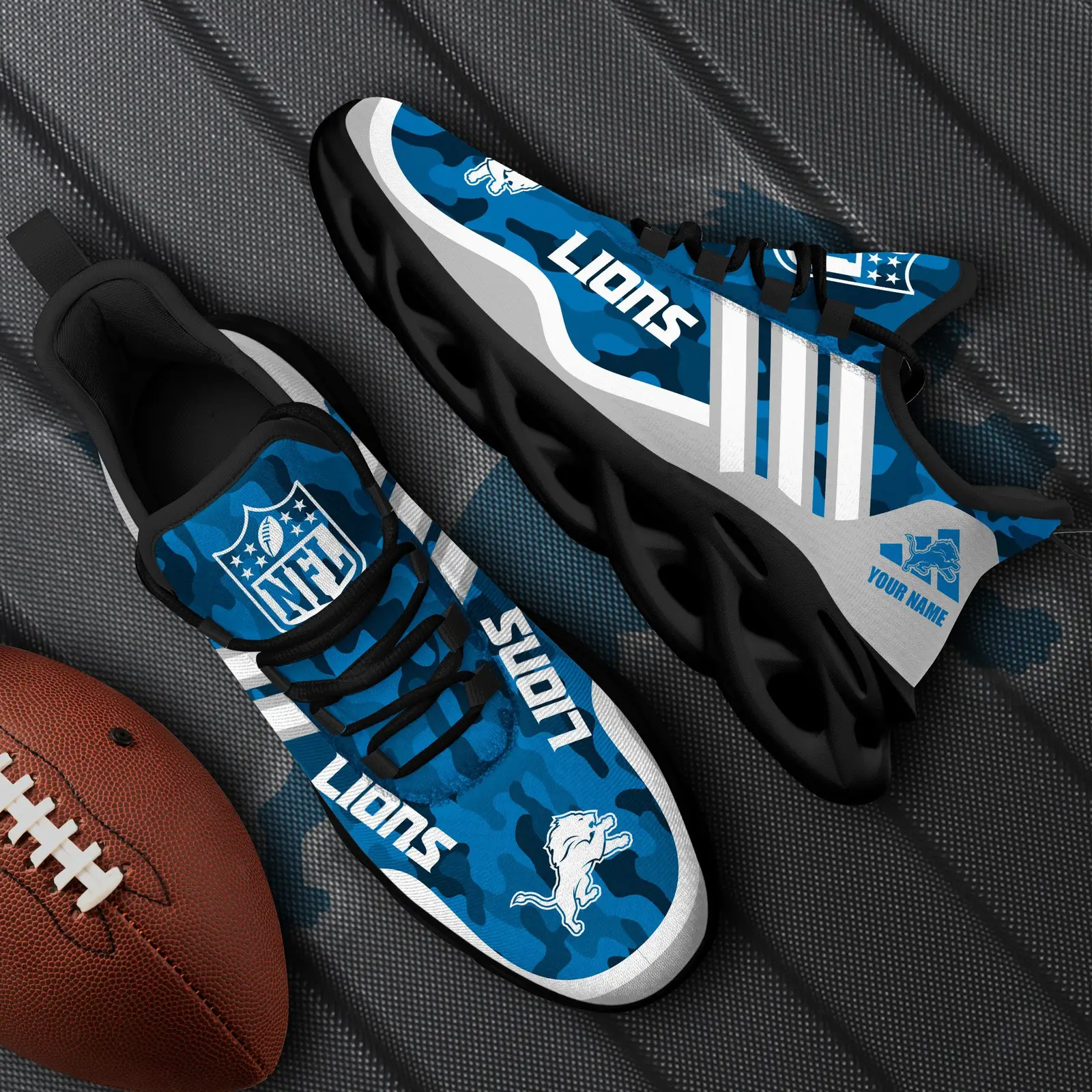 Detroit Lions Black Max Soul Shoes 2026 Versions Custom Name 430