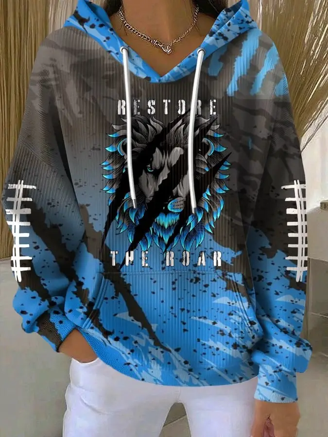 Detroit Lions Long Hoodie Restore The Roar Game Day Merch Football Lions Christmas Gifts
