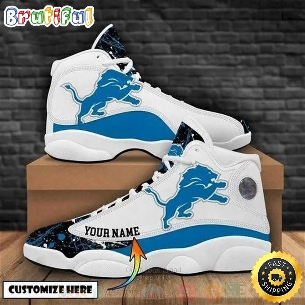Detroit Lions Nfl Teams Custom Name Air Jordan 13 Shoes