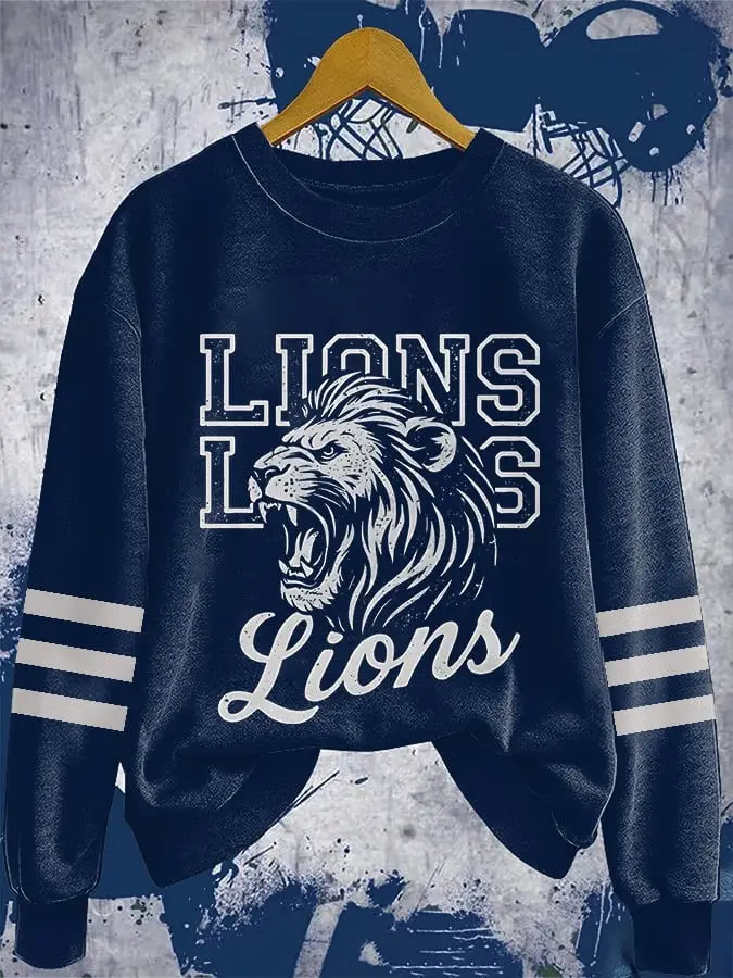 Detroit Lions Sweatshirt Women's Game Day Merch Cool Football Lions Gifts For Her