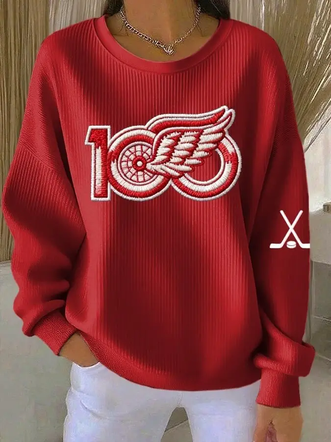 Detroit Red Wings 100Th Anniversary Sweatshirt Women's Detroit Red Wings Merch Fan Gifts