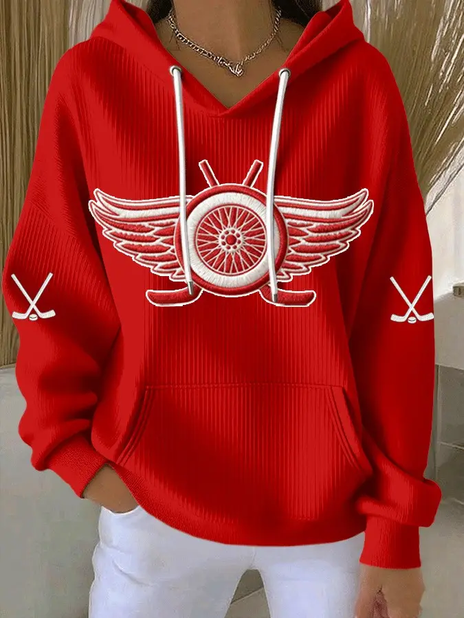 Detroit Red Wings Hoodie Game Day Women’s Apparel Red Wings Merch Presents For Hockey Fans