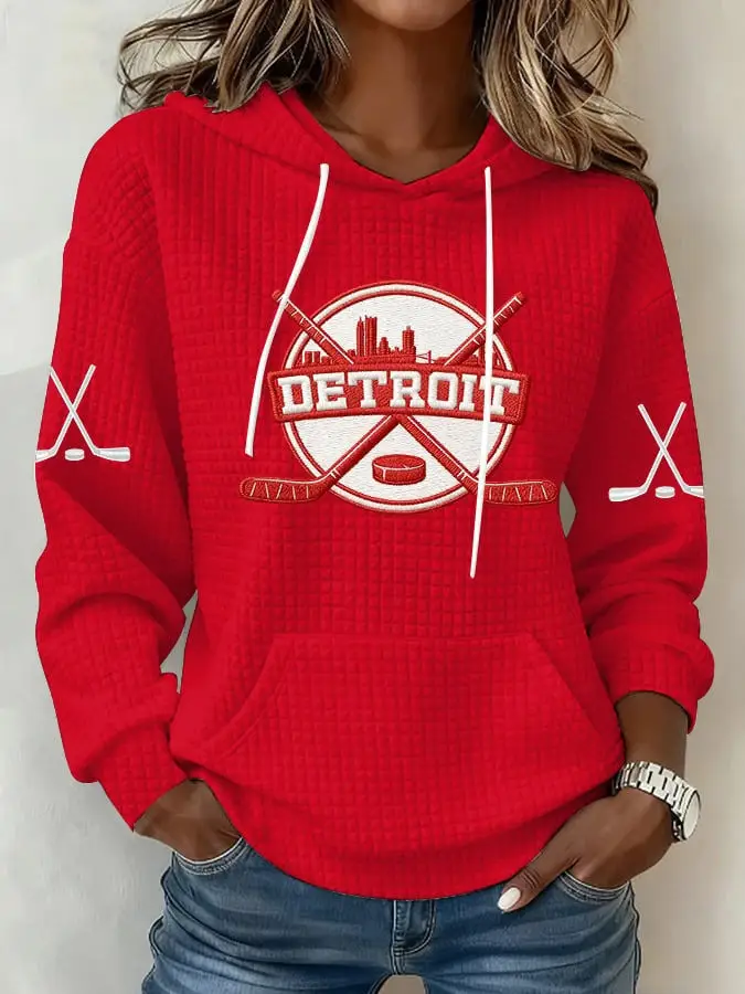 Detroit Red Wings Hoodie Red Gameday Clothes Red Wings Merch Hockey Lovers Gifts For Her