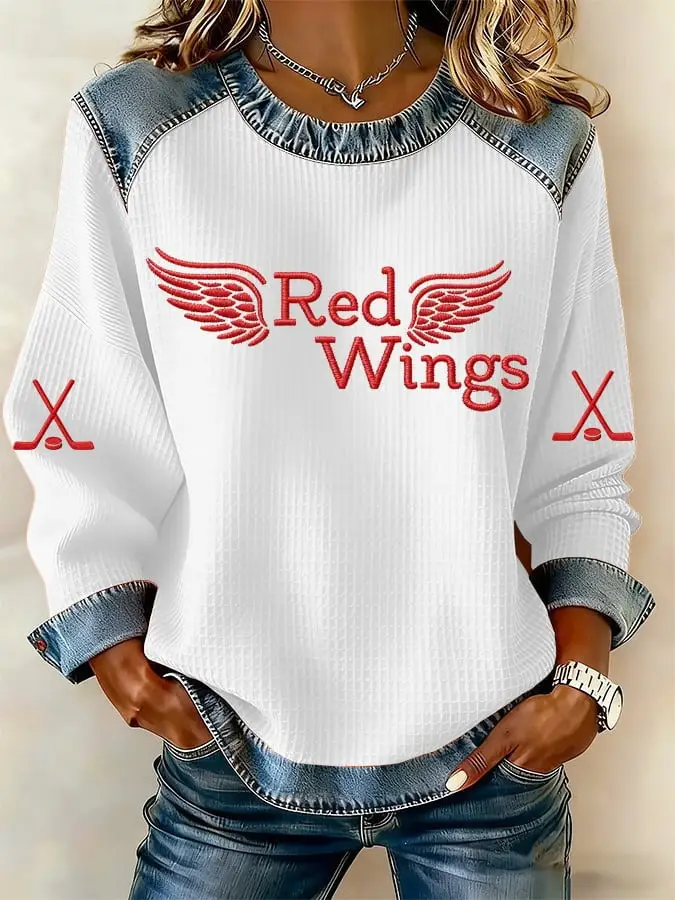 Detroit Red Wings Sweatshirt Game Day Clothing Red Wings Hockey Merch Fan Gifts For Her