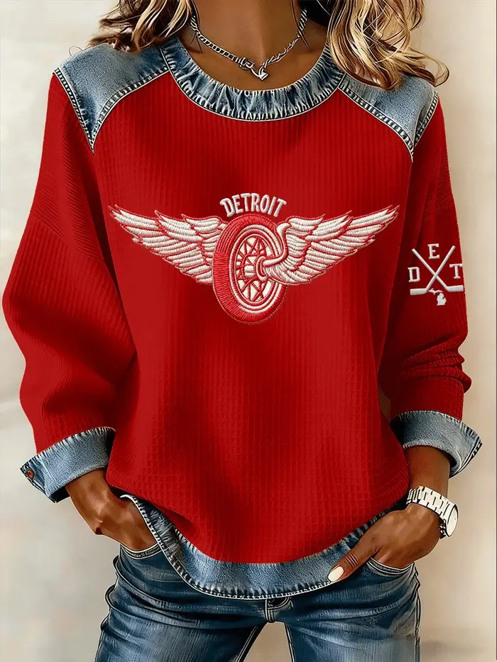 Detroit Red Wings Sweatshirt Women’s Game Day Outfits Detroit Hockey Merch Present For Fans