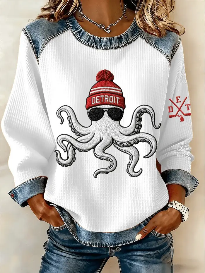Detroit Red Wings Sweatshirt Women’s Game Day Outfits Detroit Red Wings Merch Hockey Fan Gifts