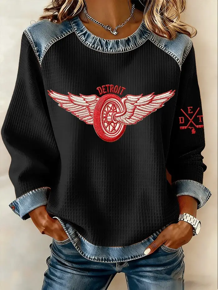 Detroit Red Wings Sweatshirt Women Game Day Outfits Unique Gifts For Hockey Lovers Detroit Red Wings Sweatshirt Women Game Day Outfits Unique Gifts For Hockey Lovers - Image 1