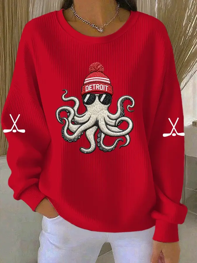 Detroit Red Wings Sweatshirt Women's Gameday Clothes Red Wings Merch Ice Hockey Fan Gifts