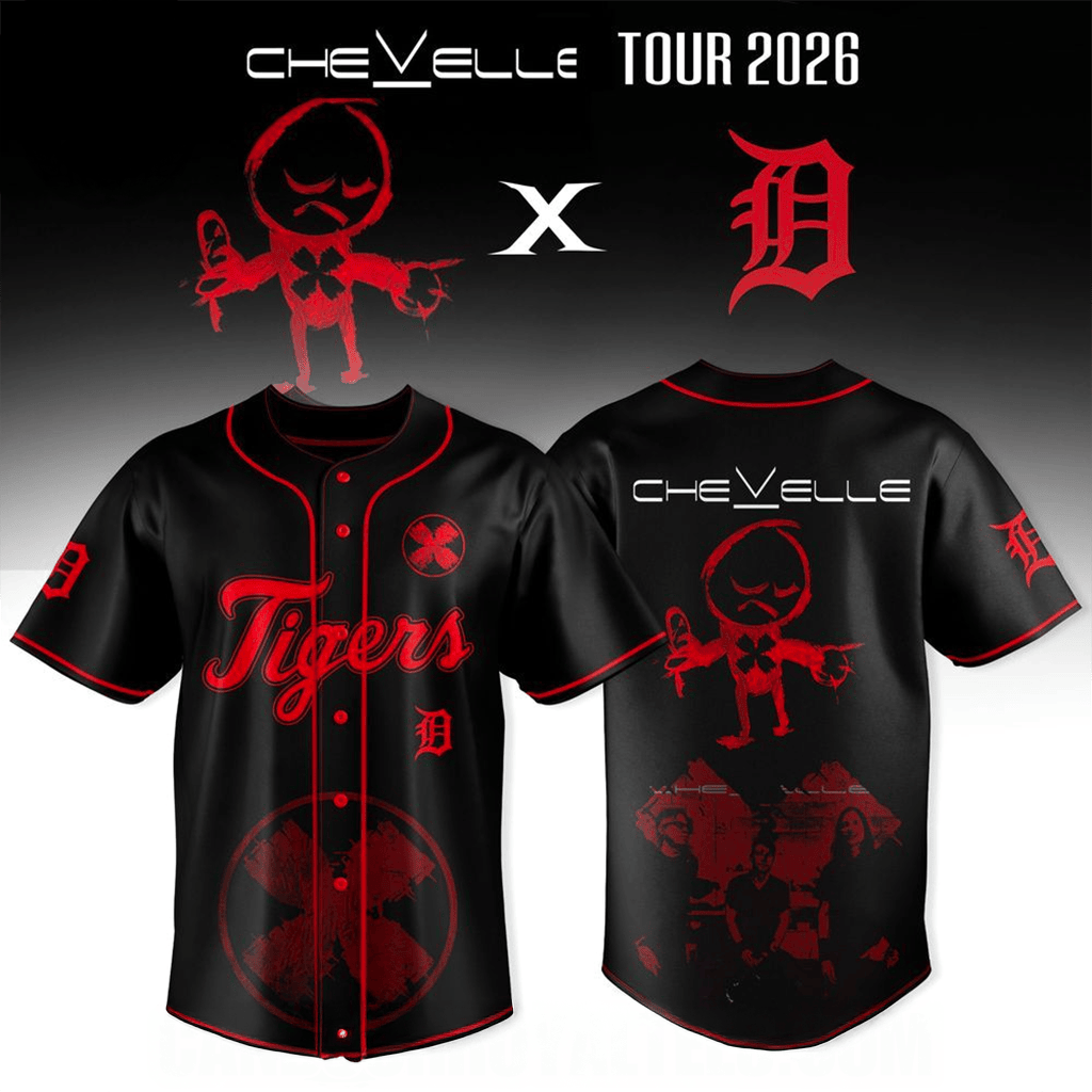 Detroit Tigers X Chevelle Tour 2026 Bright As Blasphemy Jersey Detroit Tigers Merch Fan Gifts