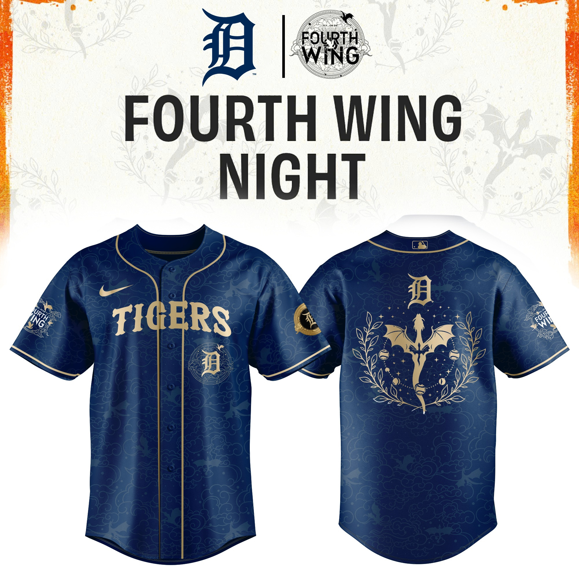 Detroit Tigers X Fourth Wing Night Jersey Shirt Fans Apparel Gift For Boyfriend