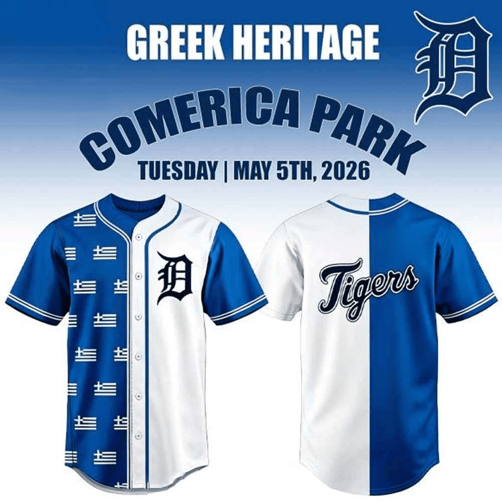 Detroit Tigers X Greek Heritage Night 2026 Celebration Baseball Jersey Tigers Merch