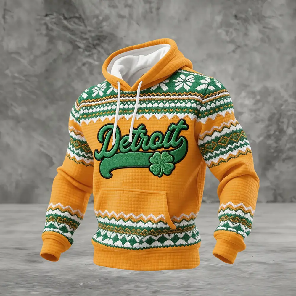 Detroit Vintage Lucky St. Patrick's Day Art Hoodie Saint Patricks Day Outfits Present Idea For Men