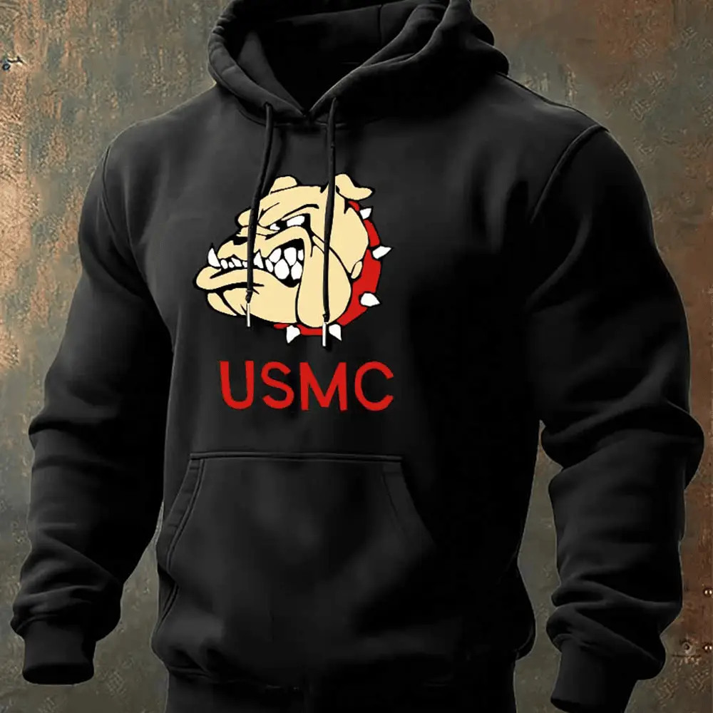 Devil Dog USMC Veteran Black Hoodie Usmc Merch Bulldog Gifts For Marines Man Devil Dog USMC Veteran Black Hoodie Usmc Merch Bulldog Gifts For Marines Man - Image 1