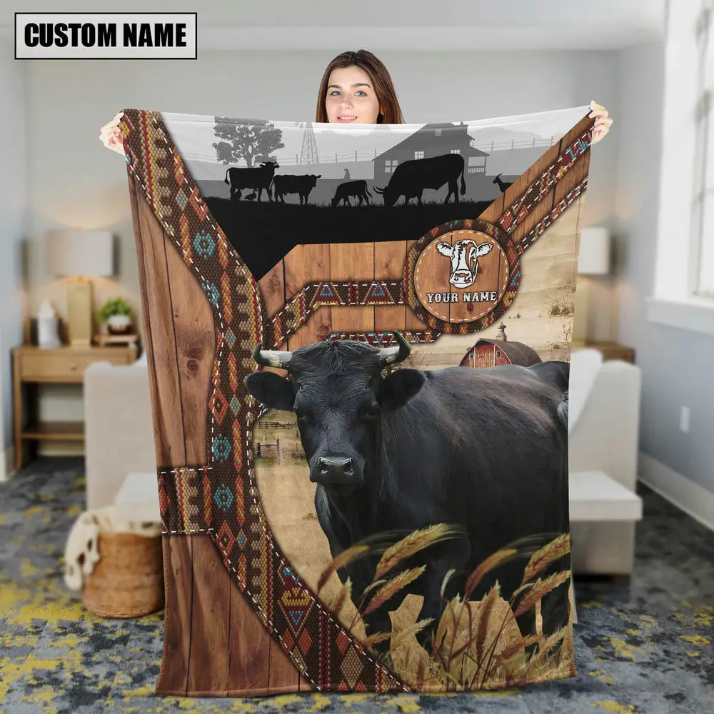 Dexter Custom Name Brocade Pattern Blanket Farm Animal Blanket Gift For Whole Family
