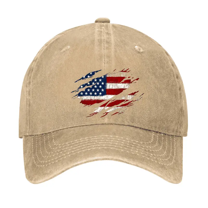 Distressed American Flag Print Cap Funny Quote Shirt for Men – Sarcastic Graphic Tee