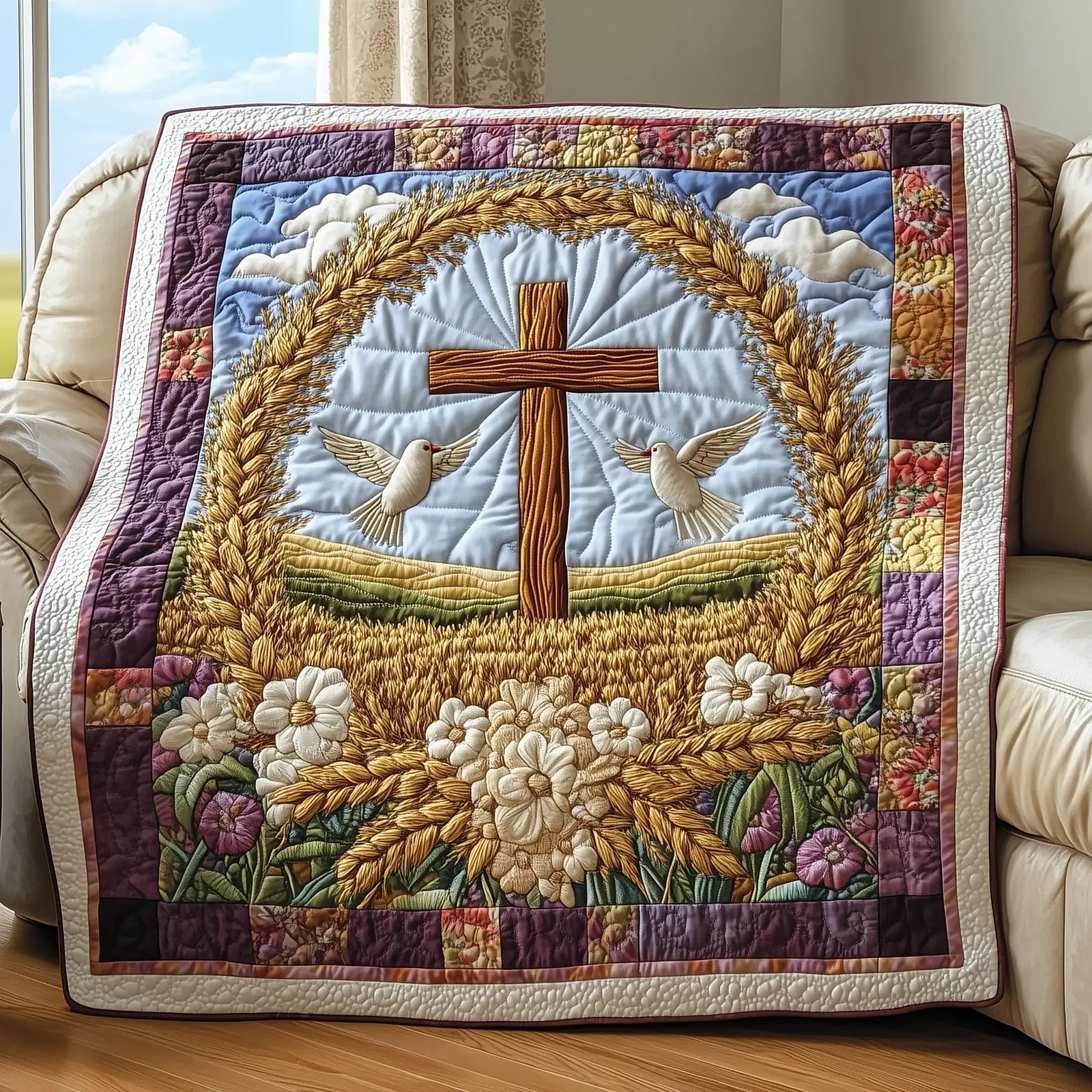 Divine Light Of Lent Quilted Blanket Holiday Room Decor Best Gifts For Brother