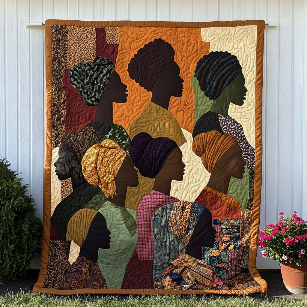 Divine Silhouettes Quilted Blanket Bed Room Decor Melanin African American Gifts