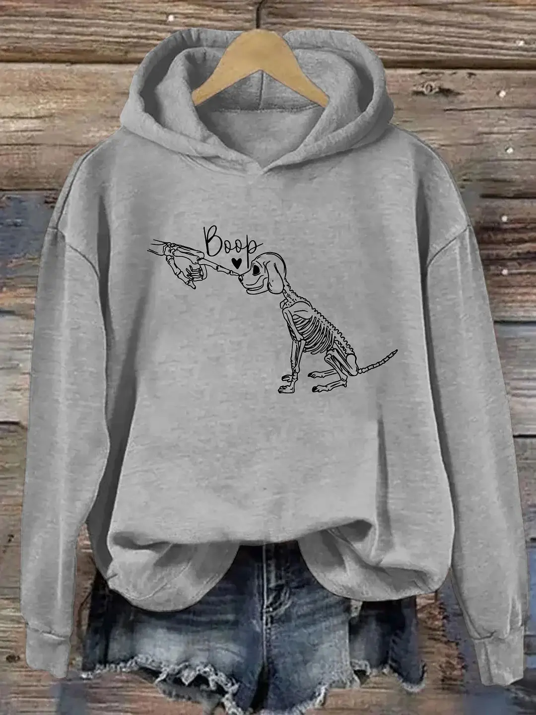 Dog Skeleton Boop Hoodie Cute Animal Hooded Sweatshirt Gifts For Dog Owners
