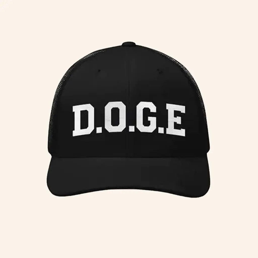 DOGE Gov Merch DOGE White Letters Embroidered Trucker Hat Gifts For Dad -WearandDecor DOGE Gov Merch DOGE White Letters Embroidered Trucker Hat Gifts For Dad -WearandDecor - Image 1