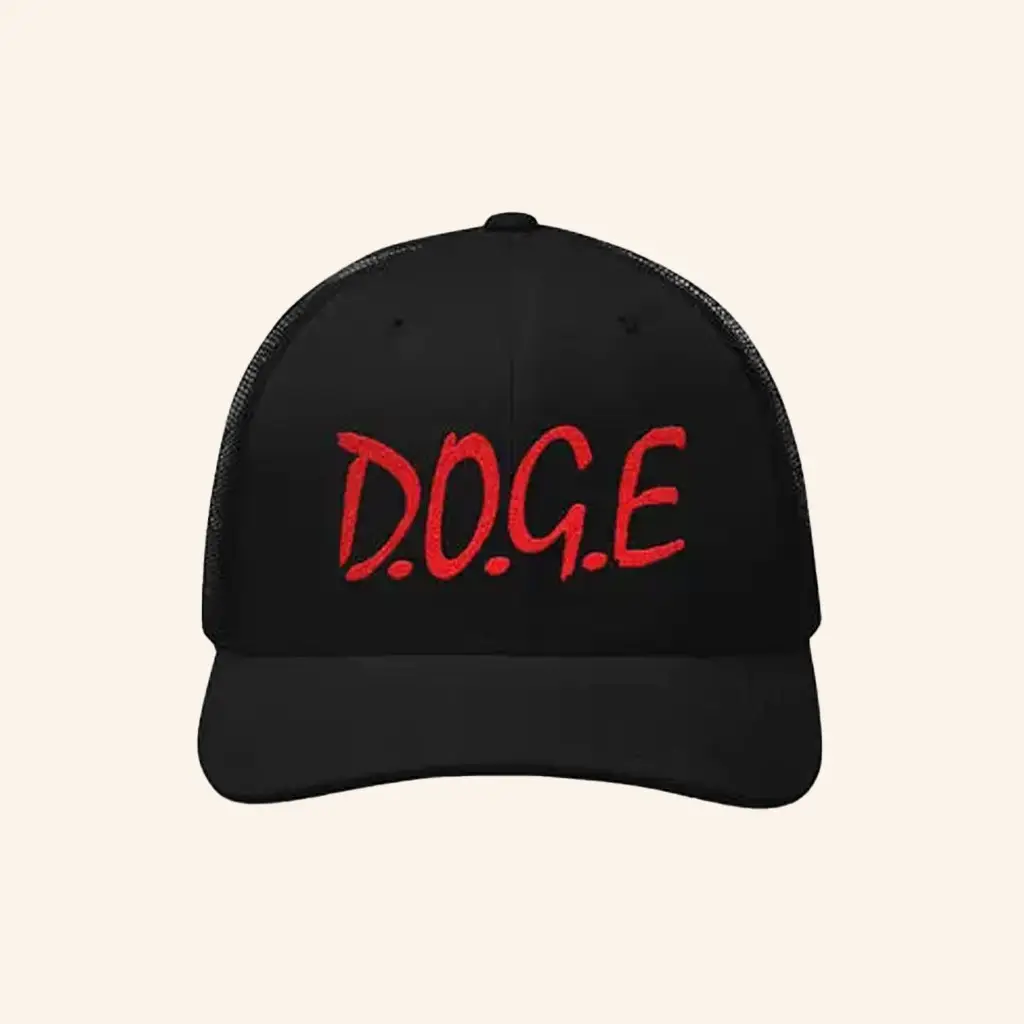 DOGE Gov Merch Straight Outta DOGE Trucker Hat Embroidered Gifts For Friends -WearandDecor