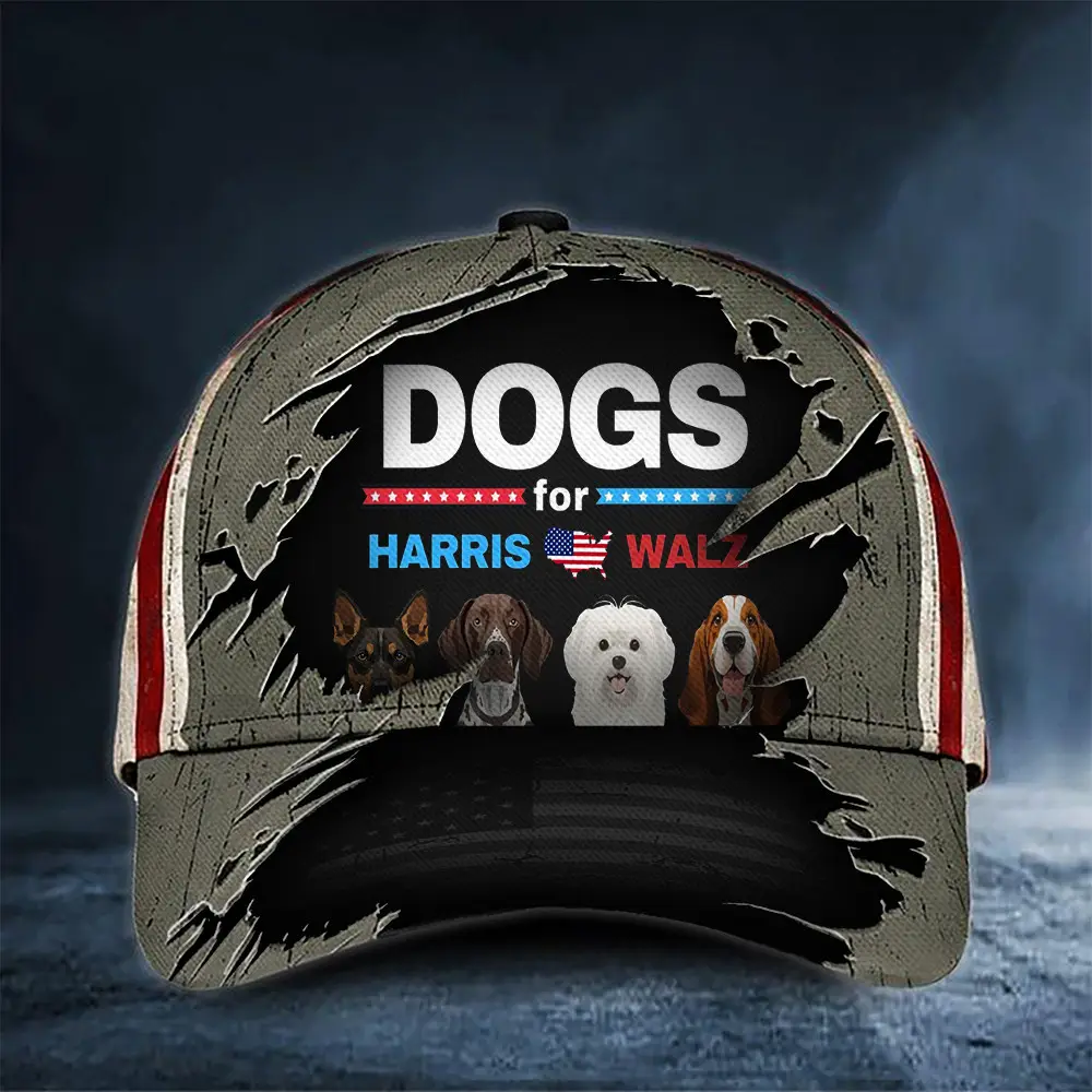 Dogs For Harris Walz 2024 Hat Dog Lovers For Kamala And Walz Funny Election Cap