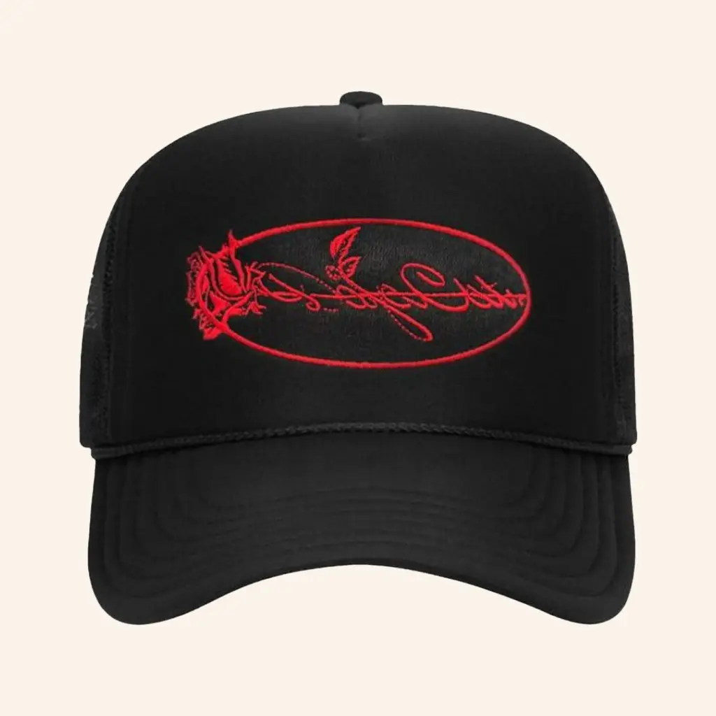 Doja Cat Merch Embroidered Rose Trucker Hat Presents For Music Lovers -WearandDecor