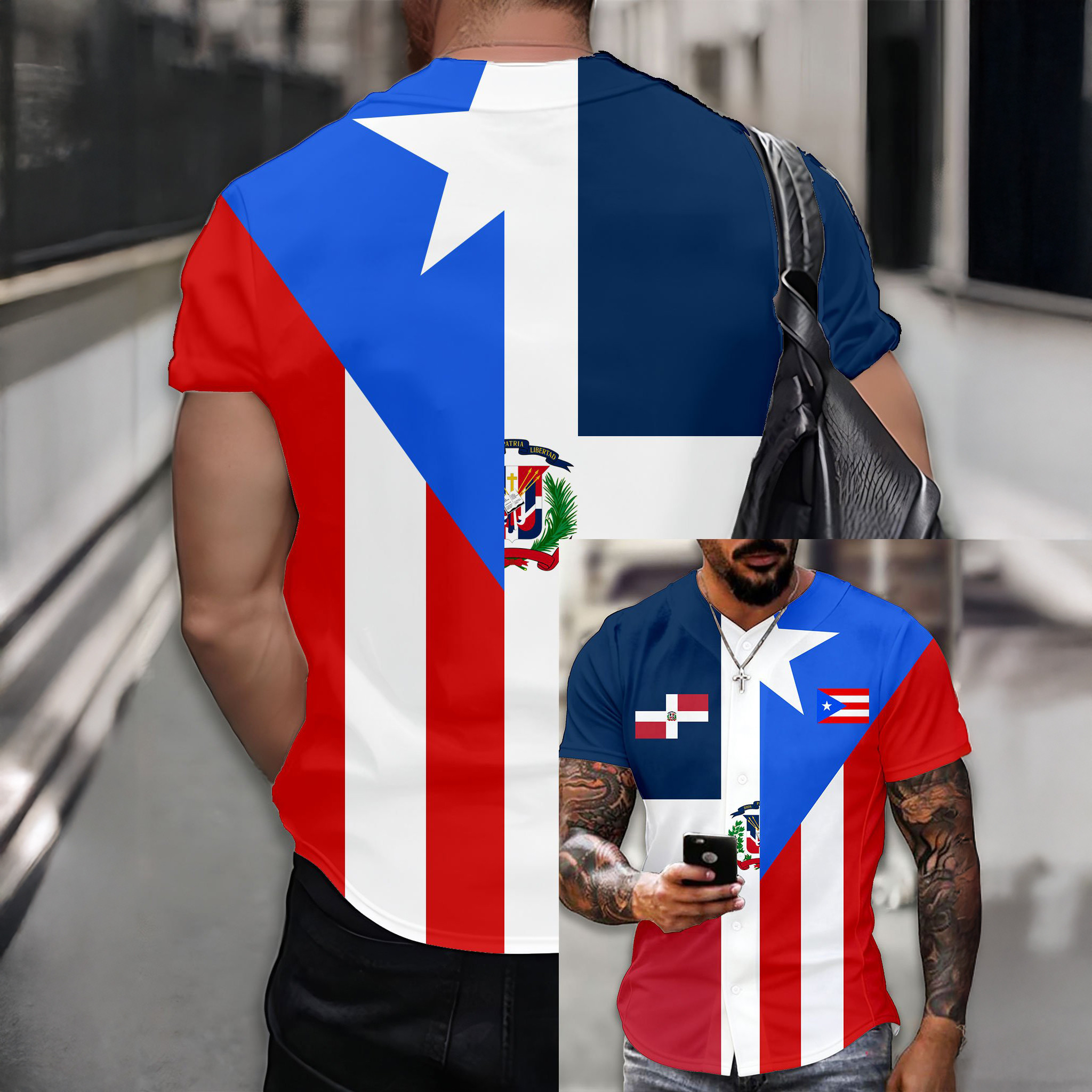 Dominican Republic Flag Graphic Baseball Jersey Heritage Dominican Baseball Apparel Fan Gear