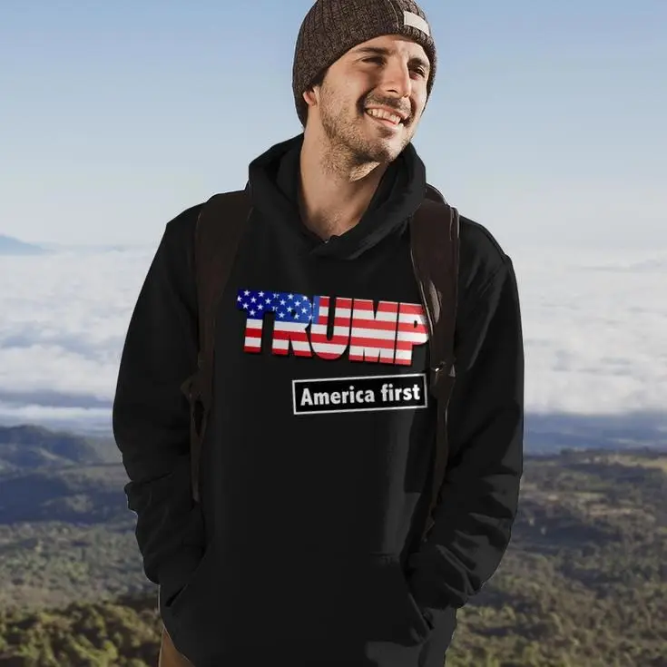 Donald Trump America First Hoodie Support Republican Activist Political Inspired Gifts