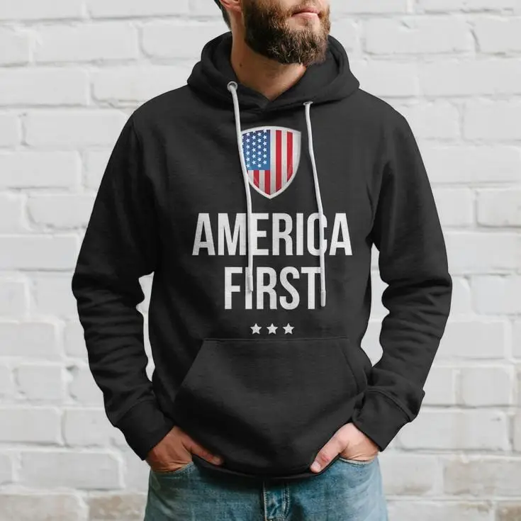 Donald Trump But First America Hoodie MAGA US President Trump Gifts Political Enthusiast