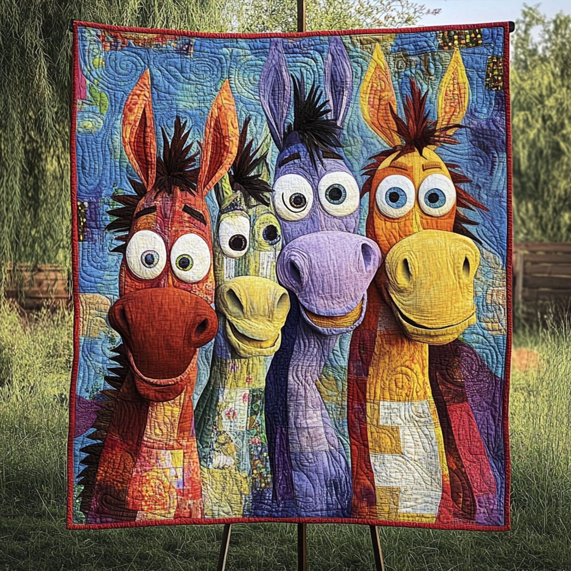 Donkey Adventures Quilted Blanket Winter Decor Blanket Donkey Gift Items Donkey Adventures Quilted Blanket Winter Decor Blanket Donkey Gift Items - Image 1